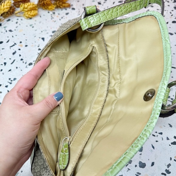 Vintage Nine West Baguette Green and Canvas Women’s Shoulder Bag OS - Picture 10 of 12